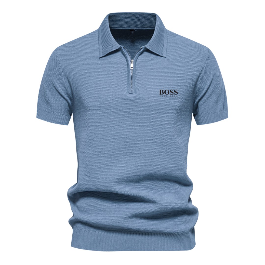 Polo Boss à Manches Courtes et Demi Zip