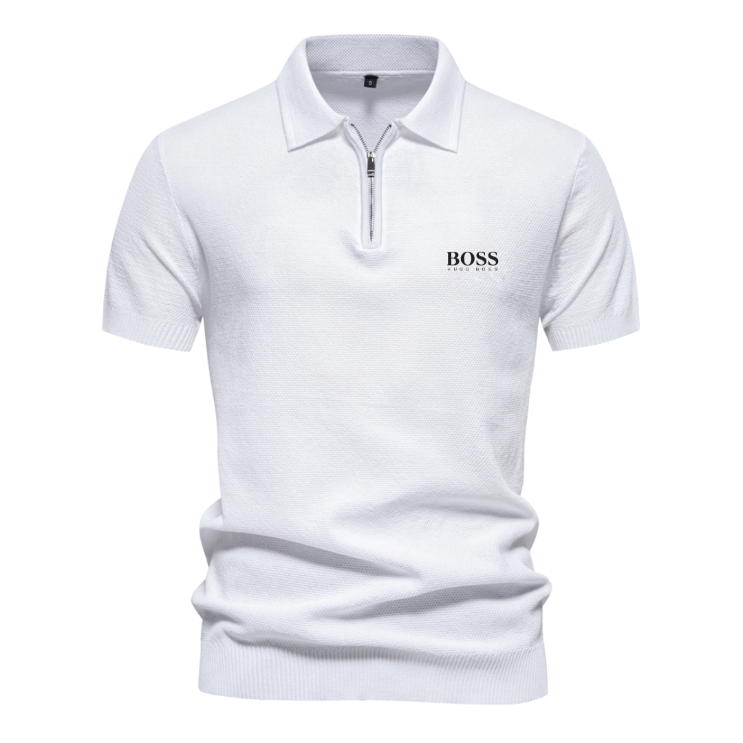 Polo Boss à Manches Courtes et Demi Zip