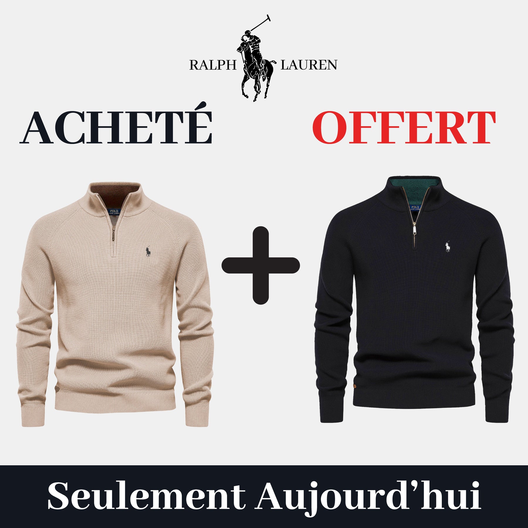 Pull Col Zippé R&L 1+1 (DÉSTOCKAGE)