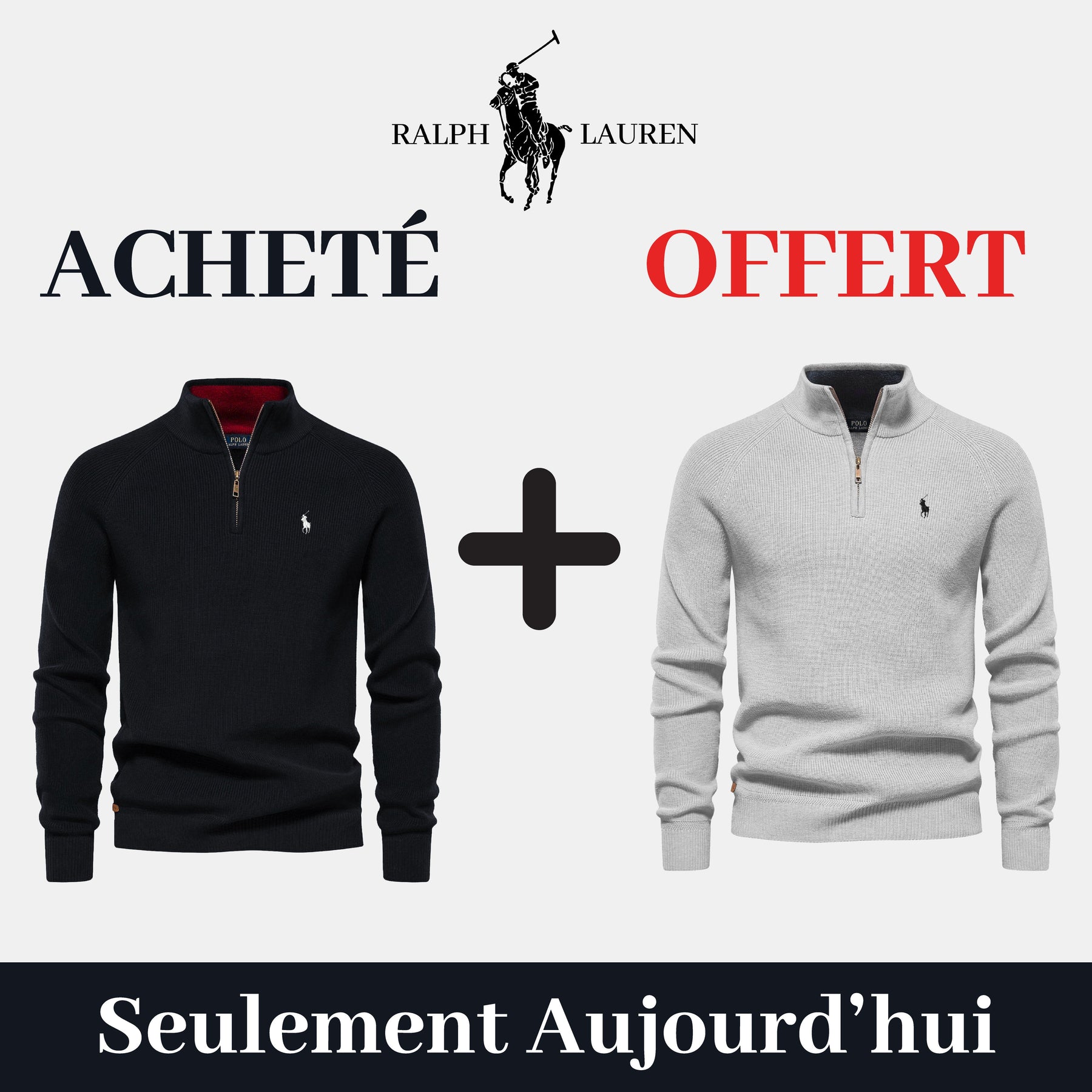 Pull Col Zippé R&L 1+1 (DÉSTOCKAGE)