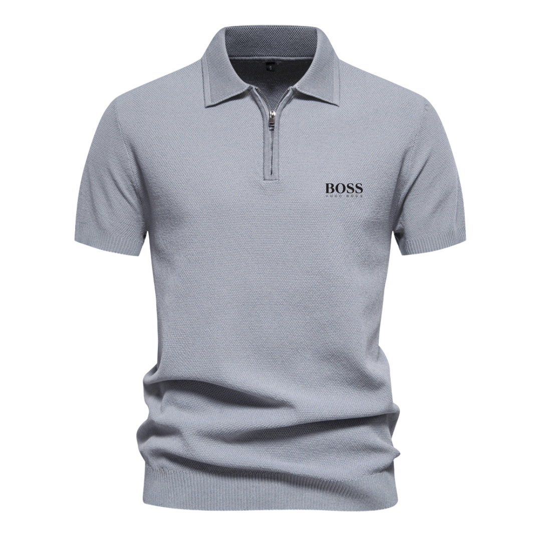 Polo Boss à Manches Courtes et Demi Zip