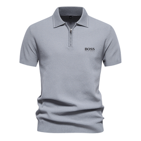 Polo Boss à Manches Courtes et Demi Zip