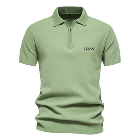 Polo Boss à Manches Courtes et Demi Zip