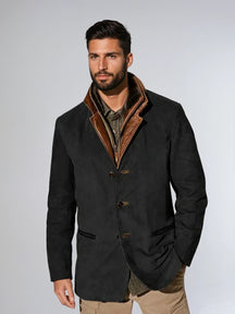 Veste Vintage à Col En Cuir