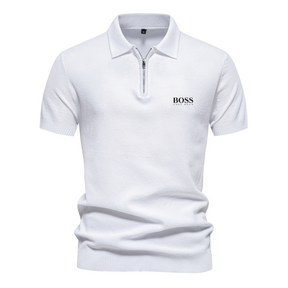 Polo Boss à Manches Courtes et Demi Zip